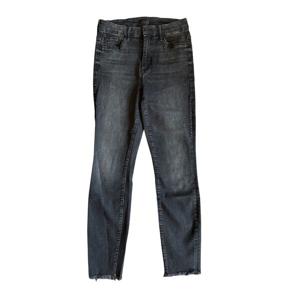 Women’s Mother Jeans High Waisted Looker Ankle Fray Black Skinny Jeans Size 26 - Picture 2 of 8